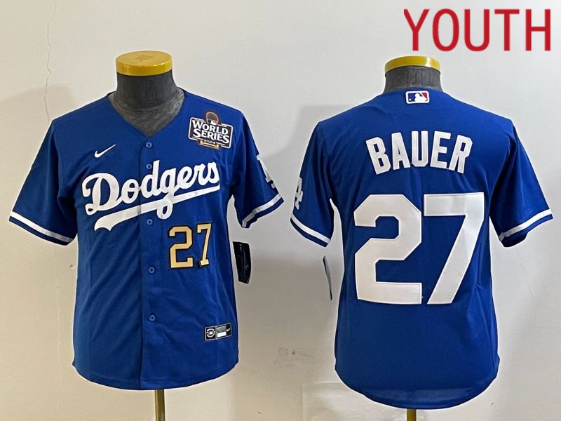 Youth Los Angeles Dodgers #27 Bauer Blue Game 2024 Nike MLB Jersey style 4->youth mlb jersey->Youth Jersey